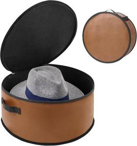 lot 20067 image: WERNNSAI Hat Storage Box for Women & Men, Large Cowboy Hat Origanizer Bag for Closet, PU Leather Storage Organizer for Travel Wide Brims Hats Travel Case with Carrying Handles, Brown