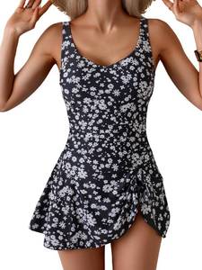 lot 20075 image: Aidonger One Piece Swim Dress Swimsuits for Women Tummy Control Swimdress Skirt Bathing Suit,Size XL