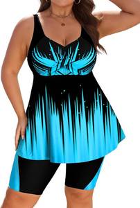 lot 20077 image: Arolina Plus Size Swimsuit for Women Two Piece Modest Tankini Full Coverage Tummy Control Bathing Suits with Shorts, 16W