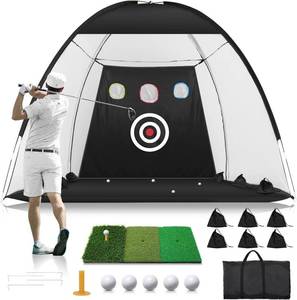 lot 20106 image: Golf Net 10x7FT Golf Practice Net for Backyard Driving, Hitting Net with Tri-Turf Mat, Indoor Training Chipping Aid Nets with Reduce Noise Nylon Target