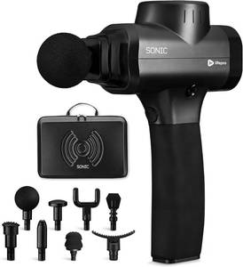 lot 20113 image: Lifepro Massage Gun - Percussion Muscle Massager for Athletes with 8 Massage Heads and 5 Speed Settings - Deep Tissue Back and Muscle Massage Gun for Recovery - Missing an attachment