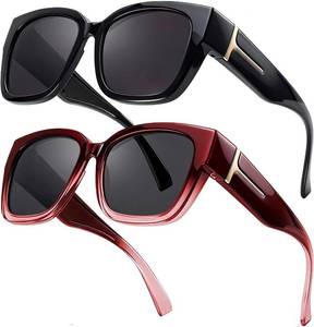 lot 20119 image: LVIOE 2 Pack Polarized Fit Over Sunglasses for Women Men Oversized Square Over Glasses Sunglasses with UV Protection LS7511