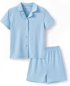 lot 20123 image: PATPAT Girls Button Down Pajama Sets Short Sleeve and Shorts Comfortable 2 Piece Pjs Kids Summer Loungewear, Size 11-12Y