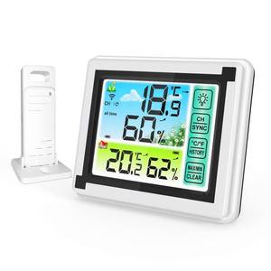 lot 20127 image: Number-one Wireless Weather Station Indoor Outdoor Thermometer with Remote Sensor, Digital Temperature and Humidity Monitor with LCD Backlight, Touchscreen, MinMax Records for Home, Office, Baby Room