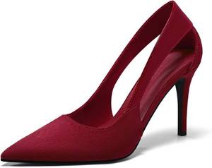 lot 20129 image: Coutgo Womens Dressy Heels Shoes Closed Pointed Toe Cut Out Pumps Casual Work Shoes