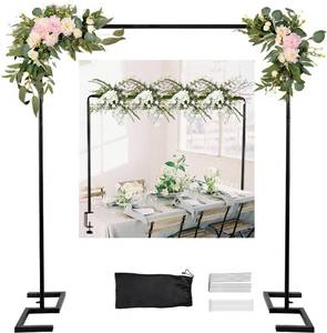lot 20132 image: 8.2 FT Wedding Arch Rectangle Stand Square Backdrop Stand, Extra Clamps to Table Rod Stand, Adjustable Photo Booth Background Kit, Balloon Arch Stand for Valentines Day Birthday Baby Shower Decor