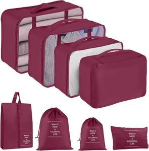 lot 20086 image: Packing Cubes for Travel- 8 Set Luggage Organizer Bags for Family, Mesh Breathable Travel Packing Cubes for Suitcases Durable Travel Essentials Bags Set (Red, 8 Set)