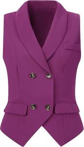 lot 20094 image: Allegra K Womens Suit Vest Double Breasted Business Lapel Dressy Waistcoat Vest,Size XL