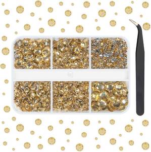 lot 20712 image: qiipii Champagne Golden Resin Crystal Rhinestones for Bedazzling Crafting 2mm 3mm 4mm 5mm 6mm Flatback Stones Gems Crystals Diamonds for Nails Face Eyes Makeup Tumblers Bottles Crafts Clothes Shoes