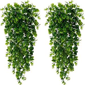 lot 20715 image: Sggvecsy 6 Pack Artificial Hanging Plants Fake Hanging Plant Faux Hanging Eucalyptus UV Resistant Plastic Plants for Indoor Outdoor Room Wall Wedding Patio Porch Decor