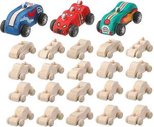 lot 20723 image: Zhanmai 24 Pieces Wooden Cars to Paint Wood DIY Car Toys Unfinished Wooden Cars Unfinished DIY Crafts for Students Home Activities Easy Woodworking and Family Time Set