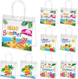 lot 20729 image: H1vojoxo Hello Summer Gift Bags - 24PCS Beach Vacation Clear Gift Bags with Handles 7.9 x 3.2 x 7.9 Inch Reusable PVC Plastic Transparent Waterproof Tote Bag for Summer Party Birthday Party Supplies