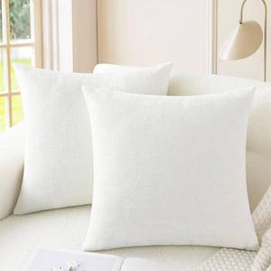 lot 20730 image: CaliTime Throw Pillow Covers Decorative 20 X 20 Inches Pack of 2 Cozy Chenille Cushion Cases for Couch Sofa Bed Living Room Home True White