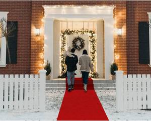 lot 20731 image: EZLucky Red Carpet Runner for Party, 2.6X15 ft, 130 GSM Felt Non-Woven Fabric, Hollywood Red Carpet for Event, Aisle Runner for Wedding Ceremony, Movie Theme Party Decorations, Red Runway Rug for Prom