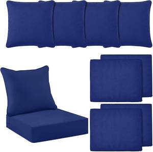 lot 20741 image: Tingjoo 4 Set 24x24x4 Inch Outdoor Chair Cushions Covers, Waterproof UV Resistant Patio Cushion Replacement Seat Slipcovers, and 24 x 20 Back Covers with Zipper for Furniture, Deep Seat Sofa (Navy)