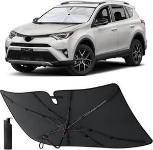 lot 20031 image: EcoNour Umbrella Foldable Windshield Sun Shade Fit for 2013-2016 2017 2018 Toyota RAV4 Sunshade, Front Car Window Shades Sun Visor, UV Protection, Heat Blocker, Car Accessories