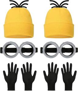 lot 20032 image: 346PCS Halloween Costume Adult Accessories, Yellow Beanie Goggles Glasses Gloves for Men Women Cosplay Party Set