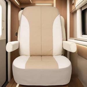 lot 20048 image: DaisyInner 2 Pack RV Seat Covers for Captains Chairs Motorhome Seat Cover with Side Pockets Waterproof Faux Leather Car Seats Cushion with Armrest Covers, Khaki and Beige