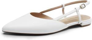 lot 20602 image: DREAM PAIRS Slingback Flats for Women, Pointed-Toe Elegant Womens Ballet Flats with Buckle Strap, Classic Low Heel Dress Shoes for Casual Work Office Party Size 11