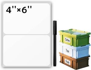 lot 20610 image: JIEHENG 100Pcs Large White Labels for Storage Bins,6x4 Inch Removable Labels,Large Labels for Blank Box,Strong Adhesive Tear Resistant No Residue Blank Labels (White)