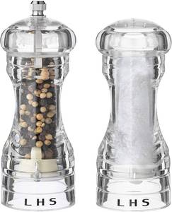 lot 20615 image: LHS Pepper Mill and Salt Shaker Set of 2 Salt and Pepper Mill Shaker with Adjustable Coarseness-Clear