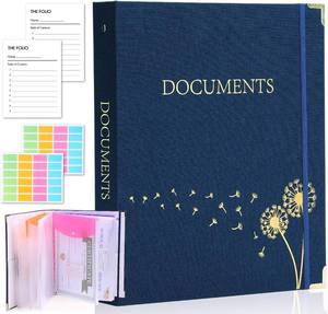 lot 20626 image: XKDOUS Document Organizer Linen Folio Folders with 9 Pockets, 3-Ring Accordion Storage Binders Expanding File Folder for Important Papers, End of Life Planner Book, in Case If I Die File Folder