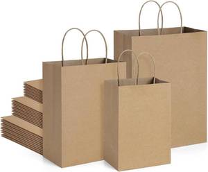 lot 20636 image: BagDream 100 Pack Brown Gift Bags with Handles 3 Assorted Sizes Kraft Paper Gift Bags Bulk, Wedding Birthday Party Favors, Retail Merchandise Grocery Small Business Shopping Paper Sacks