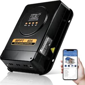 ECO-WORTHY MPPT Solar Charge Controller 40A with Bluetooth, 12V/24V Auto, LCD Display, Compatible with LiFePO4 Gel SLA Battery, Lithium Battery Activation for Solar Panels - Retail: $149.99