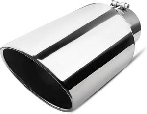 lot 20638 image: Vurkcy 5 inch Inlet Exhaust Tip, 8 Outlet 15 Overall Length Stainless Steel Exhaust Tail Pipe, Bolt-On, Rolled Edge, Slant Sleek Angle Cut, Polished Tailpipe, Silvery
