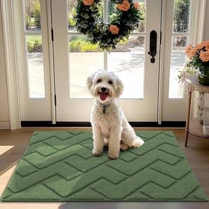 lot 20645 image: hicorfe Front Door Mat Outside Entrance,32x40 Absorbent Muddy Dirt Resist Welcome Door Mats Outdoor Indoor,Stain and Fade Resistant,Non Slip Backing Entry Mat Doormat for Entryway(Green)