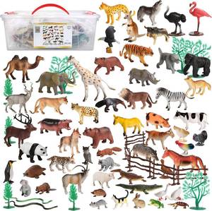 lot 20656 image: 100Piece Set of Animals Figures & Accessories in Storage Container