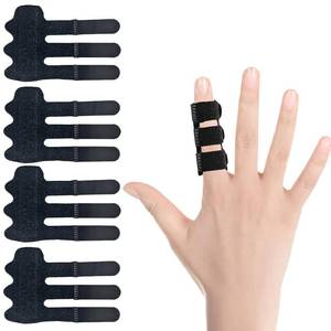 lot 20660 image: Finger Brace 4PCS Universal Trigger Finger Splint for Knuckle Immobilization,Arthritis Relief,Injury,Sprain,Broken Fingers,Fit Index,Middle,Ring Finger,Black