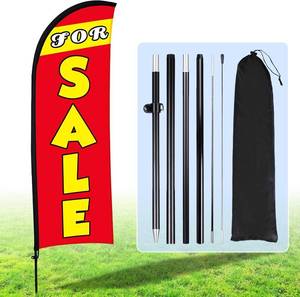 lot 20662 image: Buryeah 7 x 5.4ft Sale Feather Flag Large Sale Sign Flag Sign with Pole Kit Huge Banner Flag with Rope for Retail Store Outside Garden Business Advertising(Red)
