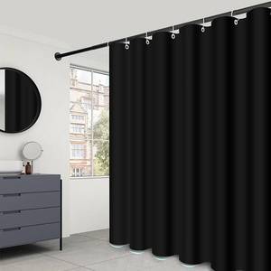 lot 20668 image: LLSCL Fabric Shower Curtain Liner, Waterproof Hotel Quality, Bathroom Curtains Rust Resistant Grommets, 72 x 72 Machine Washable (Black)