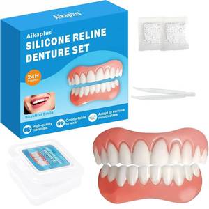 lot 20671 image: Moldable False Teeth - Silicone Dentures - Men and Veneers Teeth for Women - Upper and Lower Matching Set - Fix Your Smile at Within Minutes - Blue - 1PCS - Y7