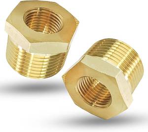 lot 20677 image: 2 Pcs Brass 12 Male to 14 Female Reducer Bushing, 12 Inch Male to 14 Inch Female NPT Pipe Fitting Reducing Adapter Tube Connector Convert (12 MNPT x 14 FNPT)