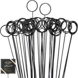 lot 20685 image: Hotop 30 Pcs Floral Card Holder Pick Metal Wire Flower Place Card Stick 13.4 in Picture Photo Memo Holder Round Floral Gift Stick Clip for Centerpiece Table Wedding Baby Shower Party Favor (Black)