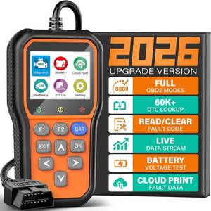 lot 20686 image: BluSon YM319 OBD2 Scanner Diagnostic Tool with Battery Tester, Check Engine Fault Code Reader with Live Data, Cloud Printing, DTC Lookup, Freeze Frame, Scan Tool for All OBDII Protocol Cars Since 1996