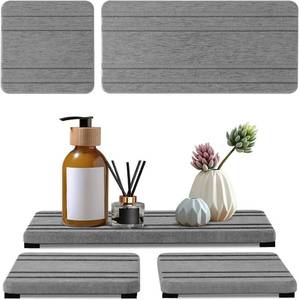 lot 20760 image: 3PCS Water Absorbing Stone Tray, DryingNeat Diatomite Stone Sink Tray, Instant Dry Sink Coasters, Kitchen Sponge Hand Soap Holder, Countertop Fast Drying Counter Trays,8  4inch and 4  4inch