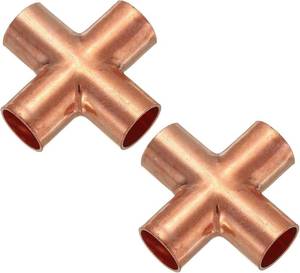 lot 20768 image: PATIKIL 34(19.05mm) Copper Cross Pipe Fitting, 2 Pcs 4 Way Welding Copper End Feed Equal Pipe Connector for Plumbing Air Conditioning Refrigeration