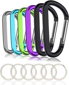 lot 20769 image: CampTek Carabiner Caribeaner Clip,3 Large Aluminum D Ring Shape Carabeaner with Keyring Keychain Hook