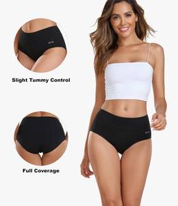 lot 20203 image: coskefy Womens High Waisted Cotton Underwear Soft Breathable Panties Stretch Briefs Ladies Panties 4 pack Size L