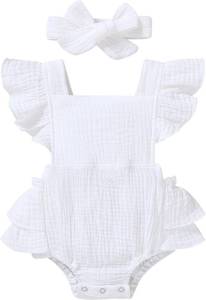 lot 20209 image: YOUNGER TREE Toddler Baby Girl Ruffled Sleeveless Romper Casual Summer Jumpsuit Cotton Linen Clothes