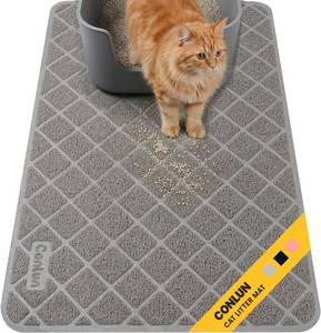 lot 20214 image: Conlun Cat Litter Mat Litter Trapping Mat, Premium Durable PVC Grid Mesh with Scatter Control, Non-slip, Less Waste Cat Litter Box Mat, Soft on Kittys Paws, Urine Waterproof, 24 x 17 Grey