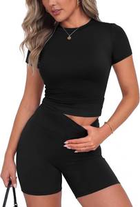 lot 20222 image: ZOOSIXX Two Piece Workout Sets for Women - Summer Outfits 2 Piece Short Gym Sets Casual Lounge Vacation Matching Clothing SIZE S