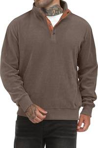 lot 20230 image: Mens Corduroy Sweatshirt Retro Metal Button Heavyweight Casual Workwear Warm Stylish Pullover SIZE M