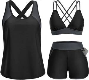 lot 20246 image: Daci Women 3 Piece Tankini Swimsuits - Tummy Control Tank Top with Bra Modest Bathing Suit with Pockets Boyshorts Bottom 2026 SIZE L