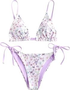 lot 20258 image: ZAFUL Womens Triangle Bikini Floral String Bikini Set Two Piece Swimsuit Bathing Suits SIZE L