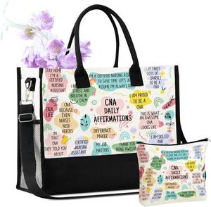 lot 20259 image: InnoBeta CNA Week Gifts Canvas Tote Bag for Women, Females for Work, CNA Appreciation Accessories Gifts