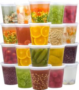 lot 20270 image: Dealusy 50 Set 32 oz Deli Containers with Lids, Leak-Proof BPA Free Plastic Take Out Bowls, Food Storage Containers for Takeout Meal Prep Storage, Freezer, Microwave & Dishwasher Safe